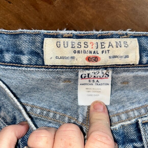 Guess Original Fit, Narrow Leg, Stone wash Jeans, Ladies 32, vintage - Picture 6 of 6